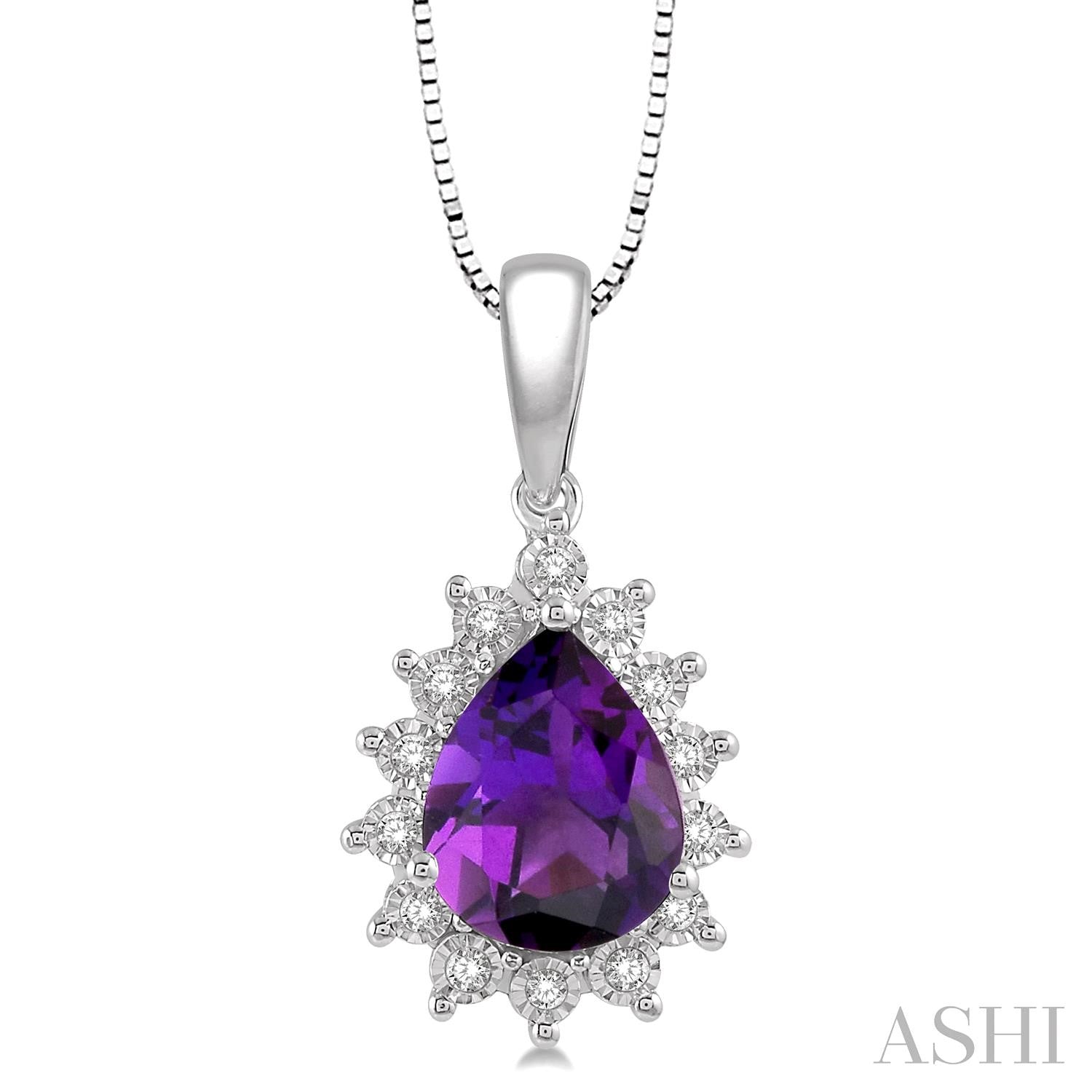 Pear Shape Amethyst & Diamond Pendant