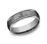 Tantalum Grey Metals Crosshatch Pattern Men's Wedding Band