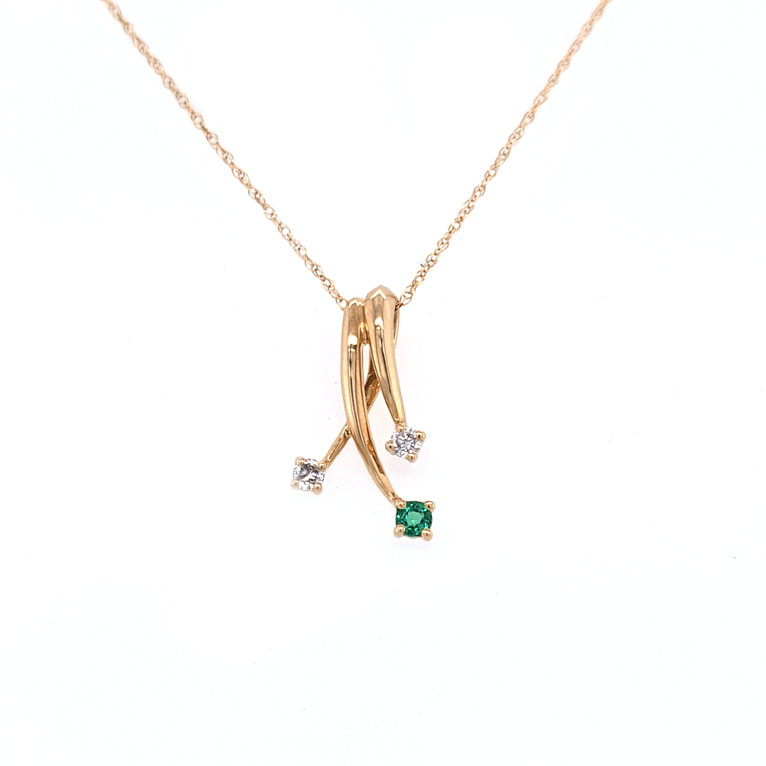 Emerald & Diamond Branch Pendant