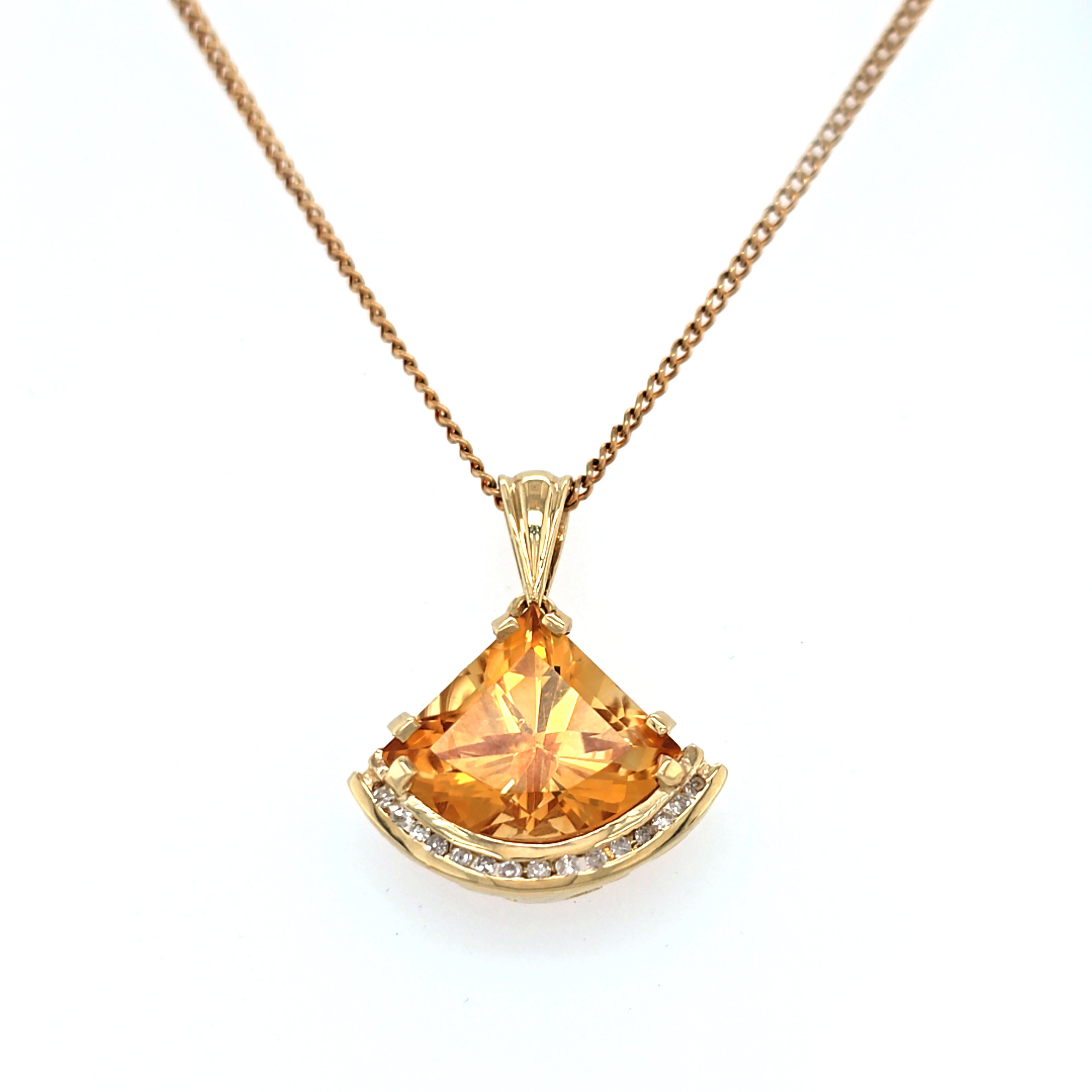 Fantasy Cut Citrine & Diamond Pendant