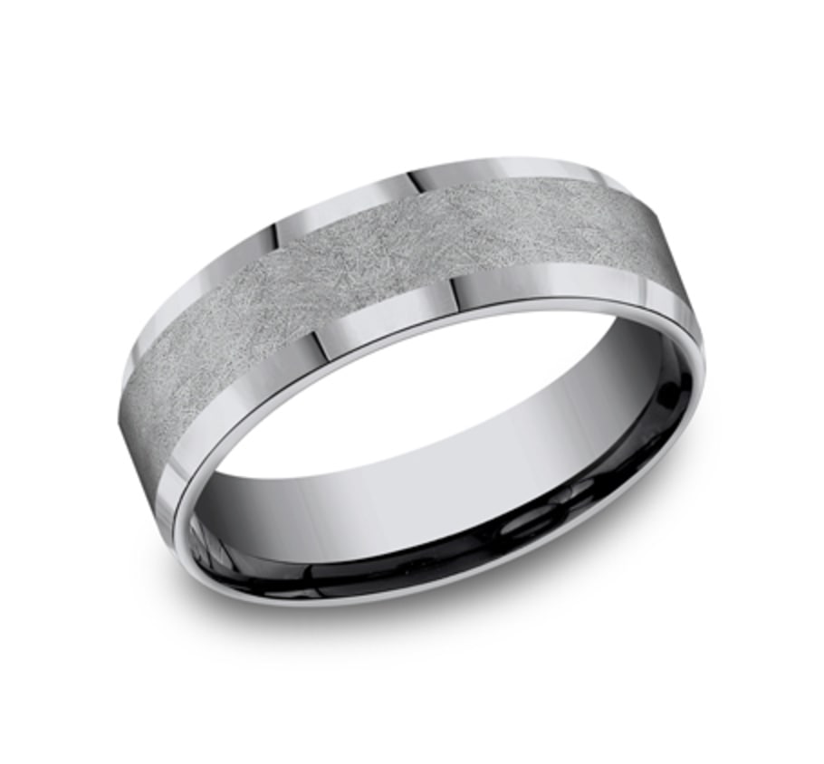 THE OFFICER - Tantalum Grey Metals Texture Men's Wedding Band