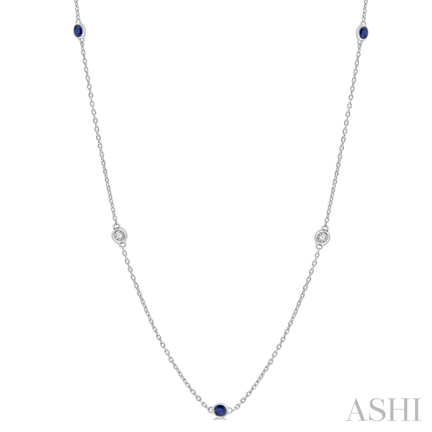 Diamond & Sapphire Station Necklace