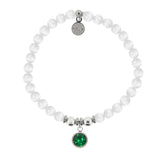 HELP Collection: Birthstone Collection - May Emerald Crystal Charm with White Cats Eye Charity Bracelet