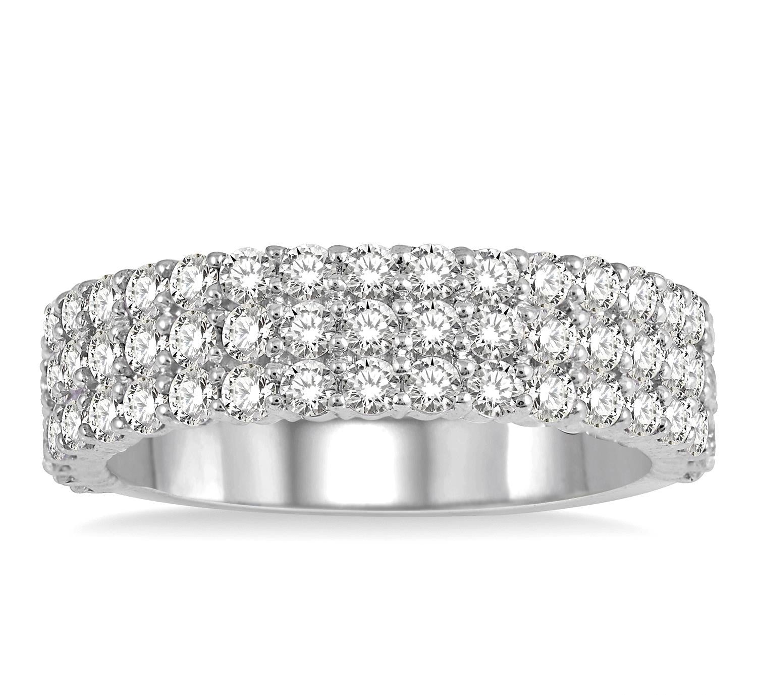 Three Row Diamond Wedding Band