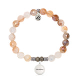 Sunset Quartz Gemstone Bracelet with Endless Love Grandma Sterling Silver Charm