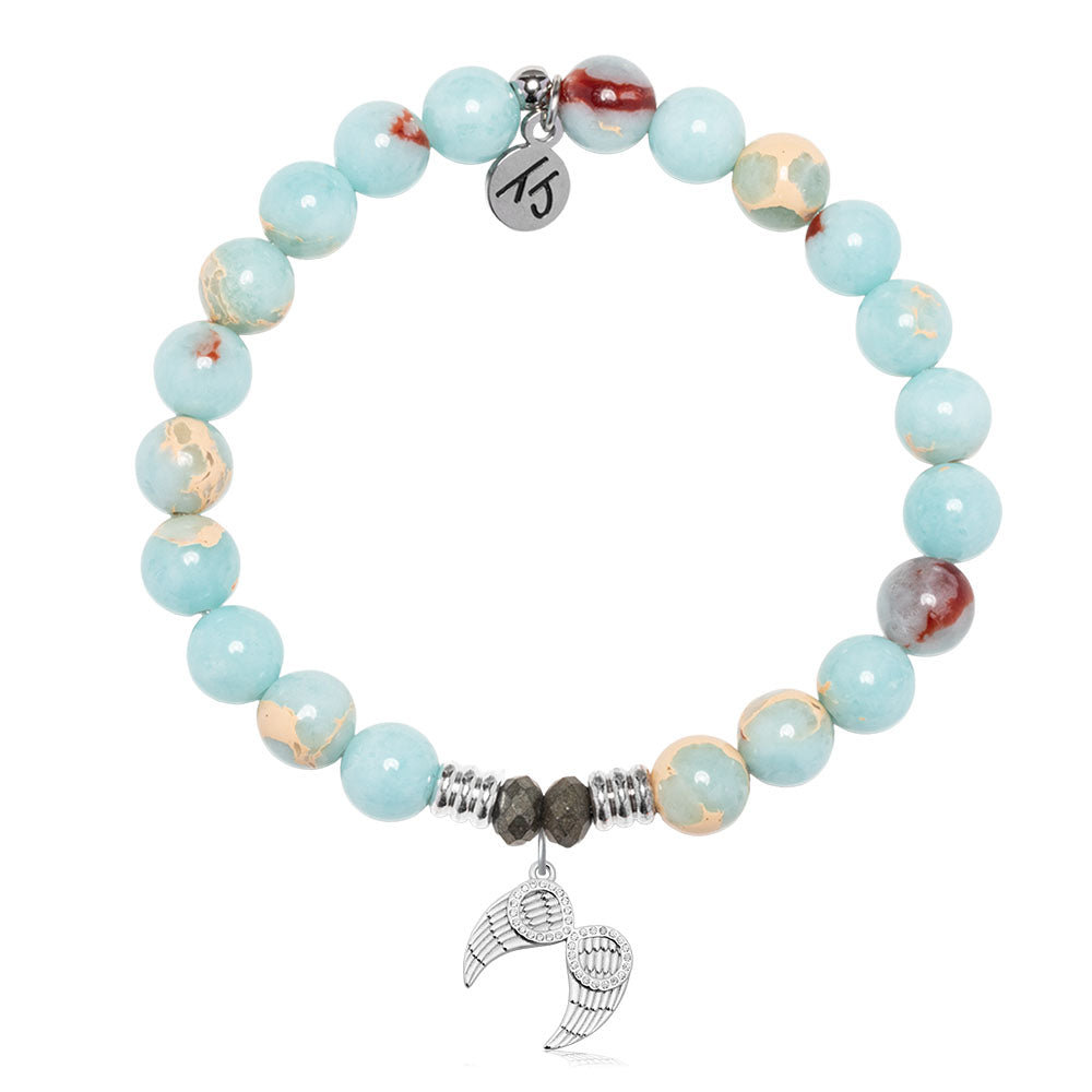 Snakeskin Jasper Gemstone Bracelet with Infinite Protection Sterling Silver Charm