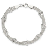 Silver Beaded 3-Strand Bracelet, 7"