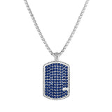 Sterling Silver Men's Sapphire Dog Tag Necklace