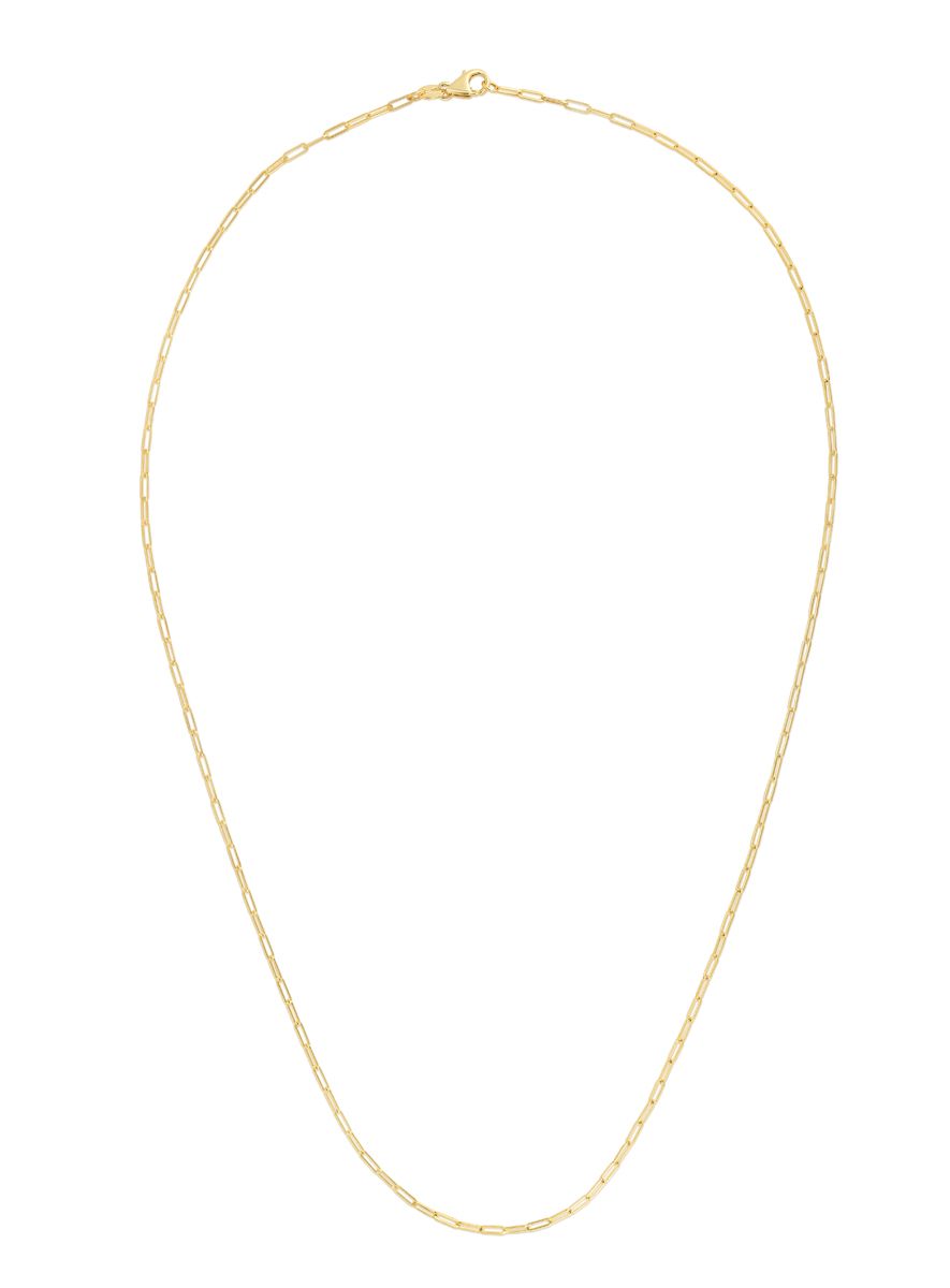 Yellow Gold 1.5mm Paperclip Link Chain, 18"