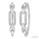 Silver Paperclip Diamond Hoop Earrings