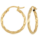 Gold 24mm Twisted Tube Hoop Earrings