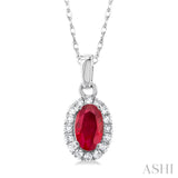Diamond Halo Ruby Birthstone Pendant - July