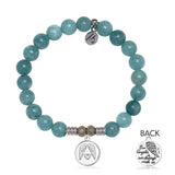 Mountain Blue Jade Gemstone Bracelet with Guardian Sterling Silver Charm