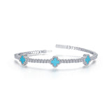 Lafonn Synthetic Turquoise Clover Flexible Tennis Bracelet, 6.8