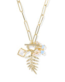 Kendra Scott Bianca Butterfly Gold Iridescent White Mix Charm Necklace