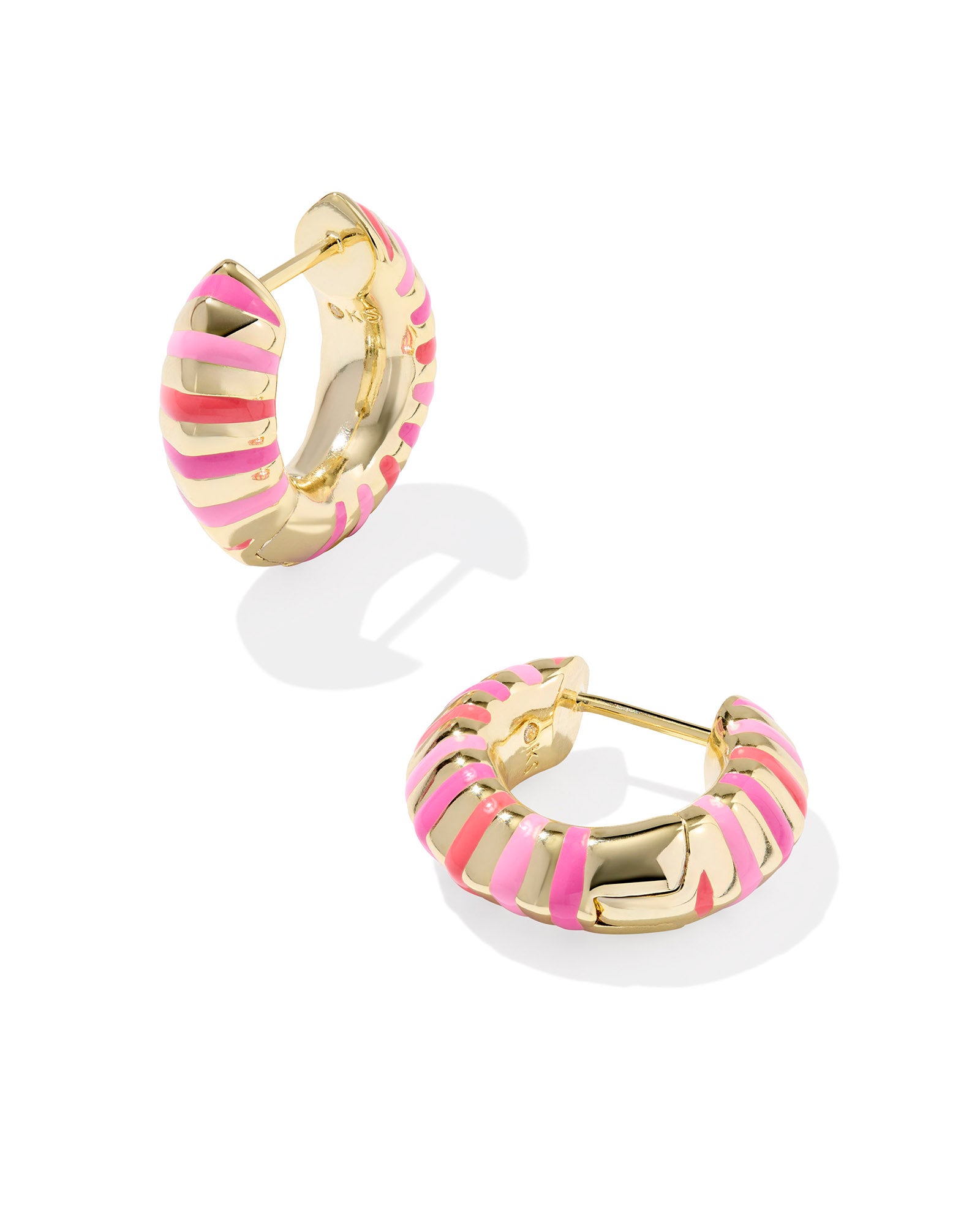Kendra Scott Mikki Gold Pink Mix Enamel Huggie Earrings