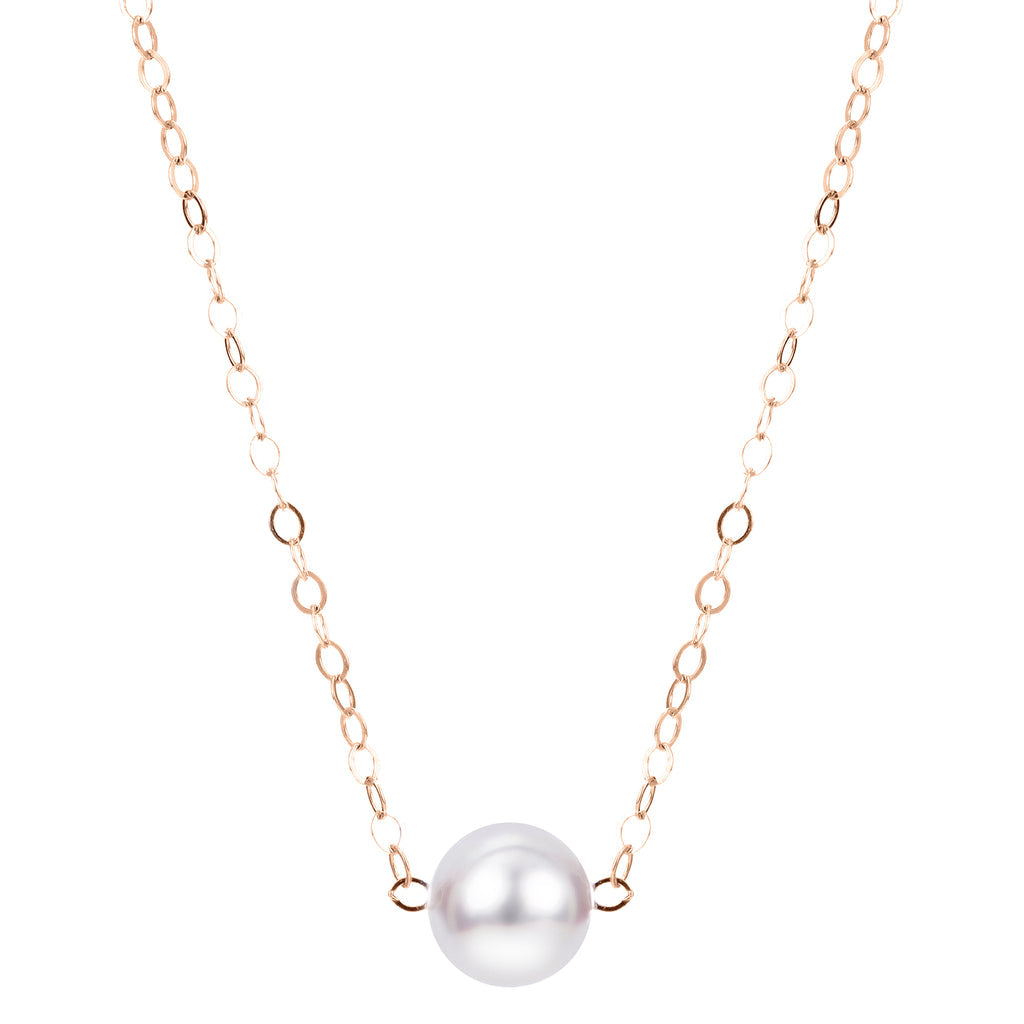 15" 14KT Akoya Pearl by Pearl Starter Necklace, 5.5-6mm
