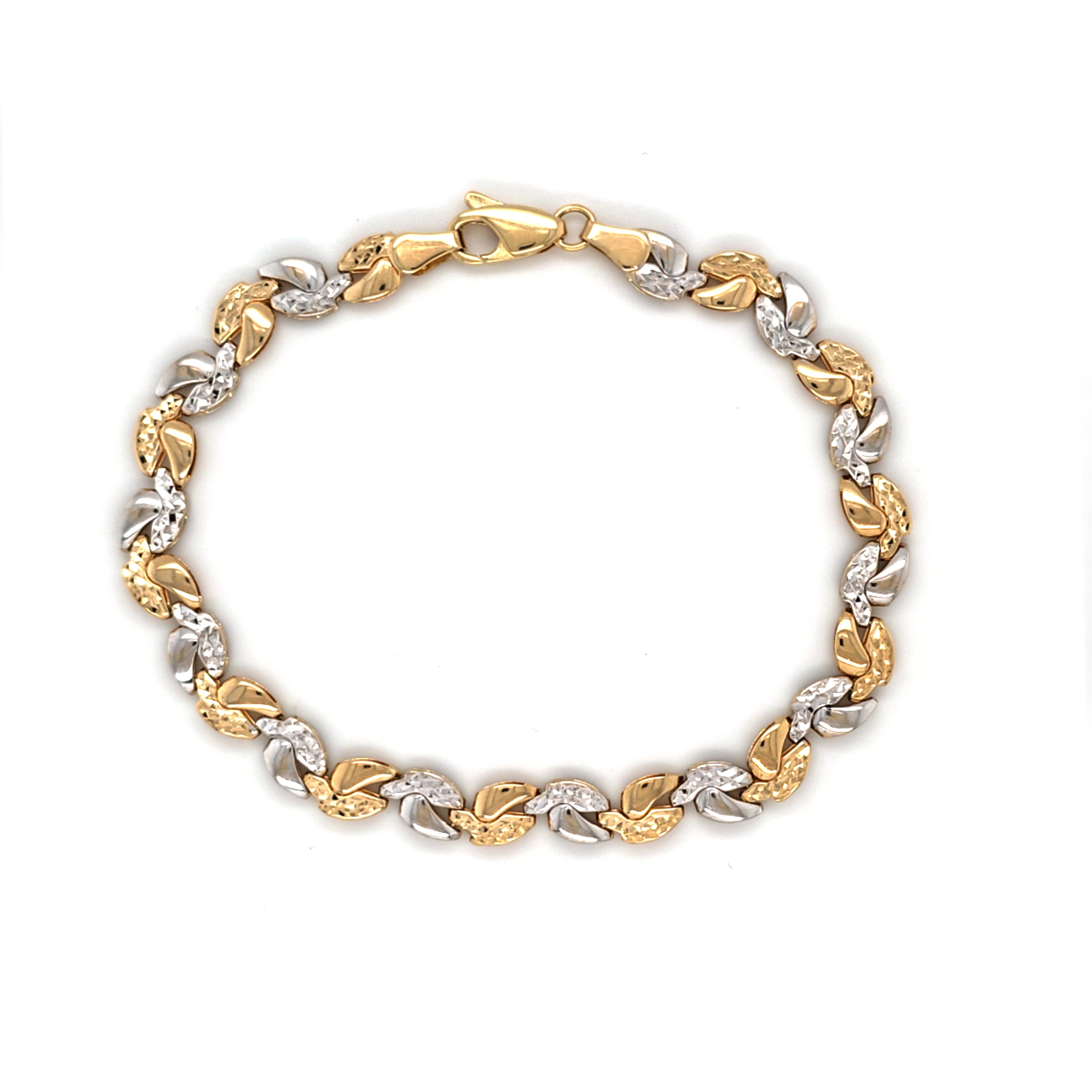 Two-Tone Leaf Bracelet, 7.25"