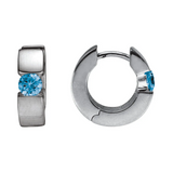 Silver & Blue Topaz Huggies