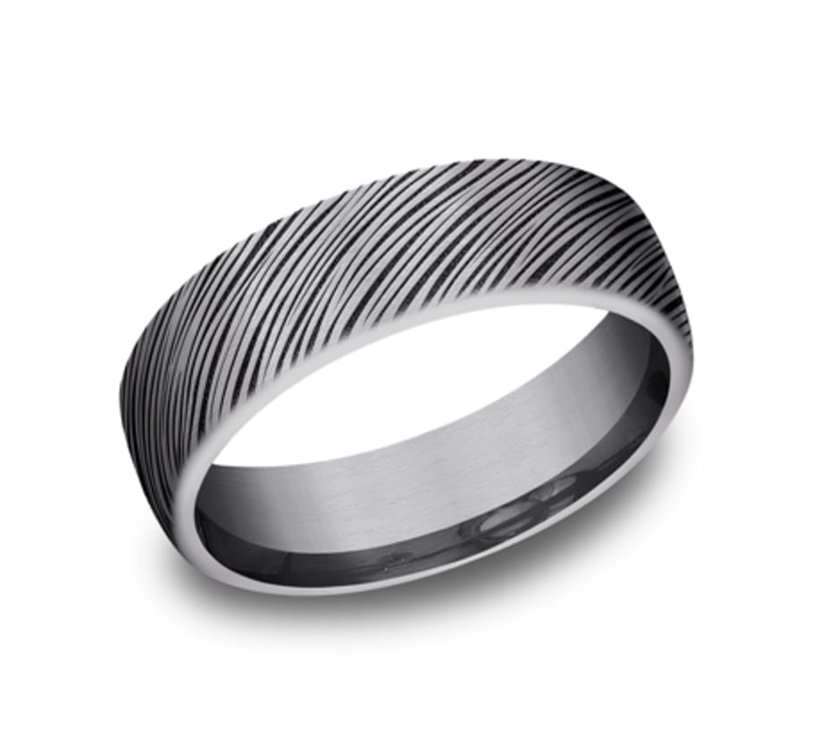 Tantalum Grey Metals Bark-Texture Men's Wedding Band