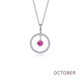 SS October Birthstone Open Circle Reversible Necklace