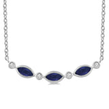 Marquise Sapphire & Diamond Curved Bar Necklace