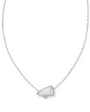 Kendra Scott Cheer Silver Short Pendant Necklace in White Mother-of-Pearl