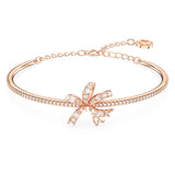 Swarovski Volta bangle Bow, White, Rose gold-tone plated