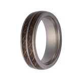 Titanium & Whiskey Barrel Inlay 7mm Domed Ring