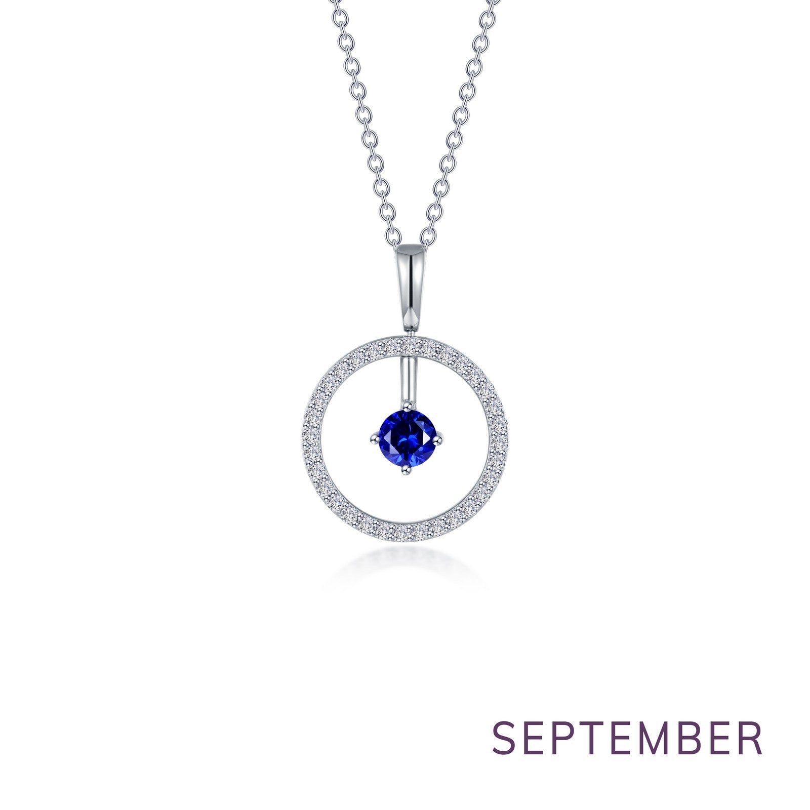 SS September Birthstone Open Circle Reversible Necklace