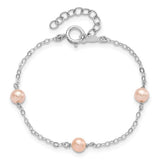 Children's Pink Pearl Station Bracelet