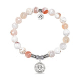 Cherub Charm with White Natural Agate Gemstone Bracelet
