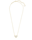 Kendra Scott Ari Heart Gold Pendant Necklace in Iridescent Drusy