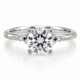Diamond Vine & Flower Semi-Mount Engagement Ring