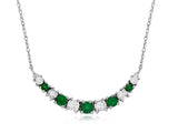 Emerald & Diamond Curved Bar Necklace, 16-18
