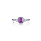 SS June EC Simuilated Alexandrite Birthstone Ring w/ Paltinum Plating