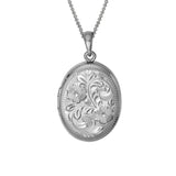 Silver Engraved Oval Locket