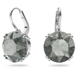 Swarovski Millenia earrings, Round cut crystal, Black, Rhodium plated