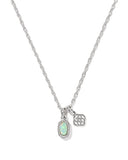 Kendra Scott Mini Elisa and Dira Silver Necklace in Green Lab-Grown Opal