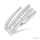 3/4 Ctw Baguette and Round Cut Diamond Spiral Band in 14K White Gold