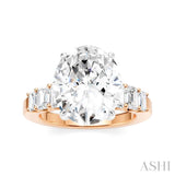 1 1/4 Ctw Oval Shape Emerald and Round Cut Diamond Semi-Mount Engagement Ring in 14K Rose and White Gold