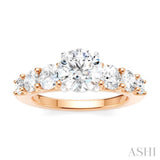 1 1/10 Ctw Round Shape Round Cut Diamond Semi-Mount Engagement Ring in 14K Rose and White Gold