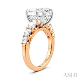 1 1/4 Ctw Oval Shape Round Cut Diamond Semi-Mount Engagement Ring in 14K Rose and White Gold