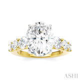 1 1/4 Ctw Oval Shape Round Cut Diamond Semi-Mount Engagement Ring in 14K Yellow and White Gold