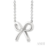 1/50 Ctw Bow Round Cut Diamond Fashion Pendant With Chain in Sterling Silver
