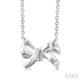 1/50 Ctw Bow Single Cut Diamond Fashion Pendant With Chain in Sterling Silver