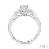 1/2 Ctw Oval and Pear Cut Diamond Ladies Engagement Ring with 1/3 Ct Oval Cut Center Stone in 14K White Gold