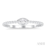 1/6 Ctw Petite Bezel Set Marquise Cut Diamond Stackable Ring in 14K White Gold