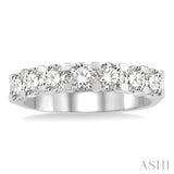 2 Ctw 7 Stone Round Cut Diamond Wedding Band in 14K White Gold
