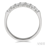 3/4 Ctw 7 Stone Round Cut Diamond Wedding Band in 14K White Gold
